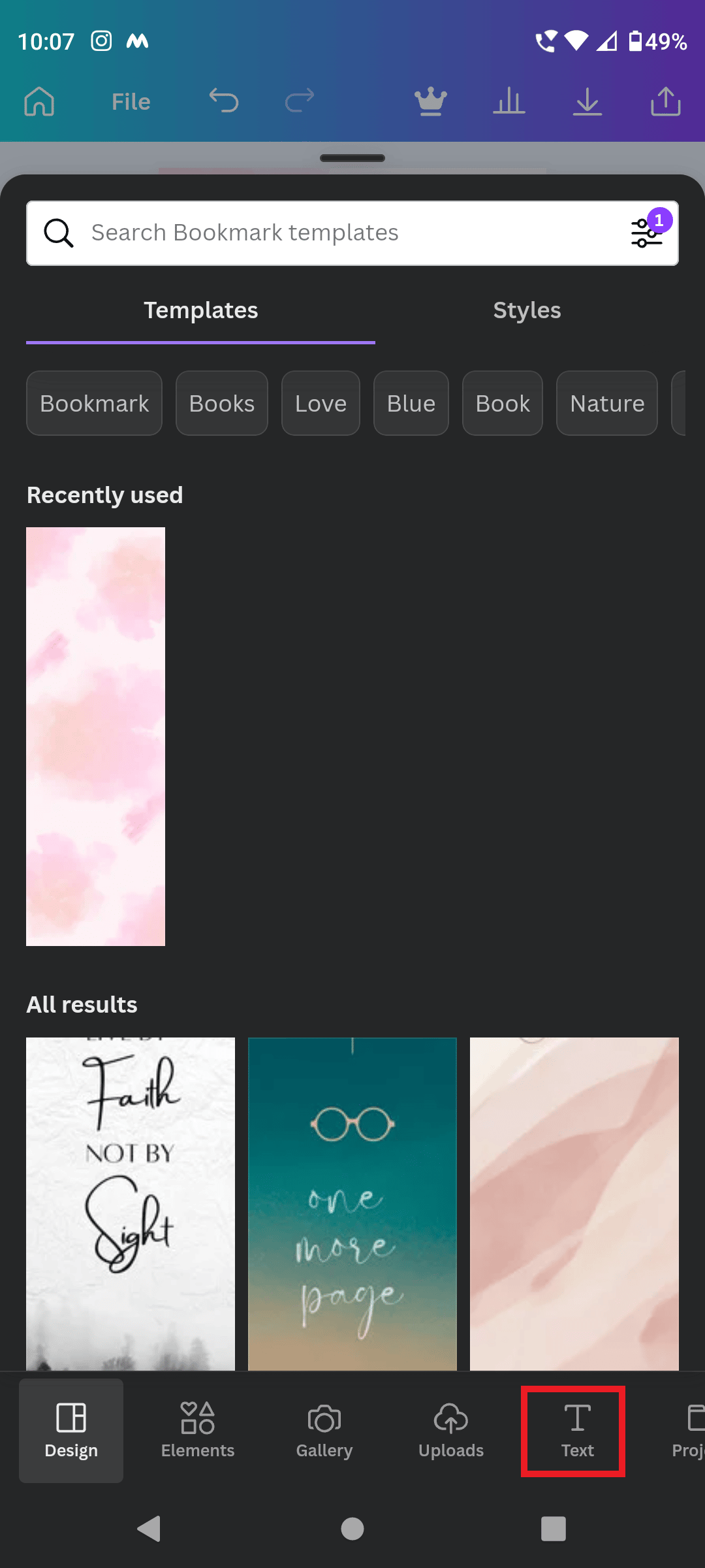  tap on Text on canva