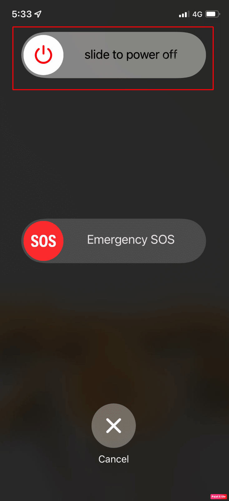 slide to power off button