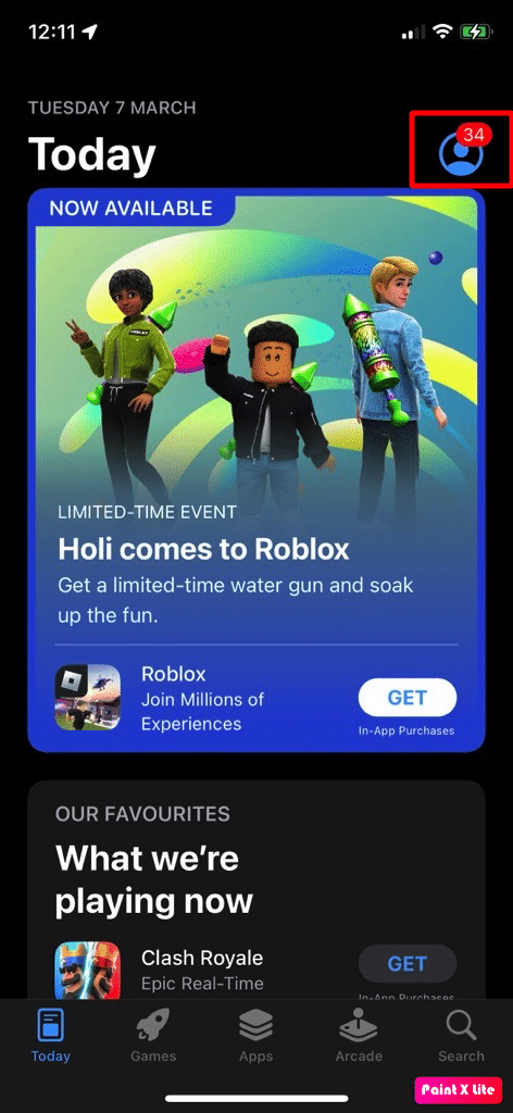 tap on profile icon