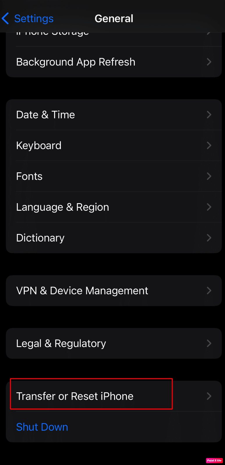 click on transfer or reset iphone | SSL error iPhone