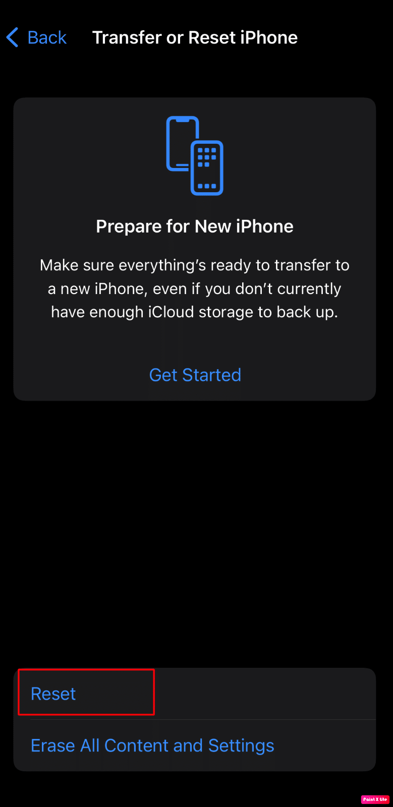 tap on reset |