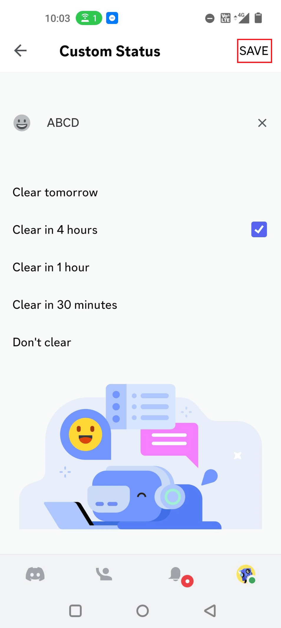 tap on SAVE