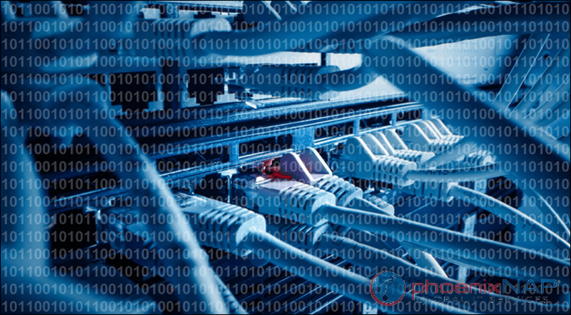 Network cables connected to a switch