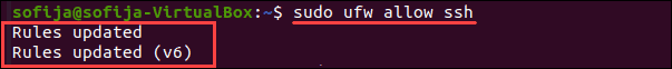 Configure UFW to allow SSH.