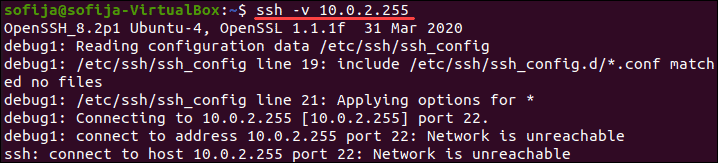 SSH in verbose mode.