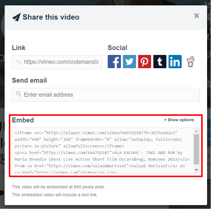 Copy all the script under the Embed option.
