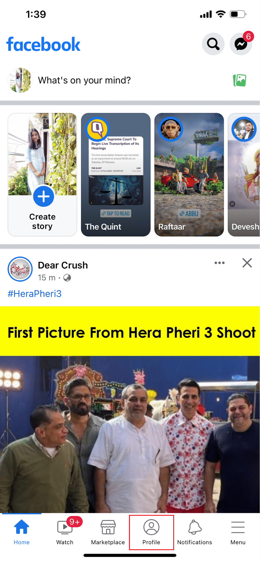 Tap on Profile at the bottom