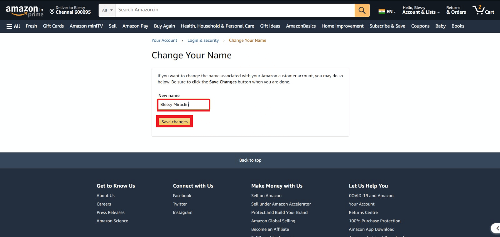 Add a New name and then, click on Save changes