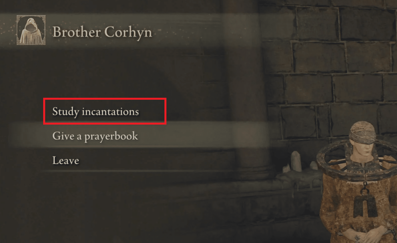 Click on the Study incantations option