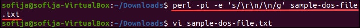 Delete carriage return endings using a Perl one-liner command.