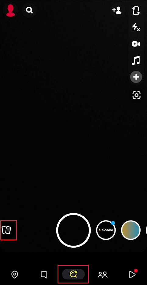 Tap on the Memories icon from the left side of the screen from the Explore tab