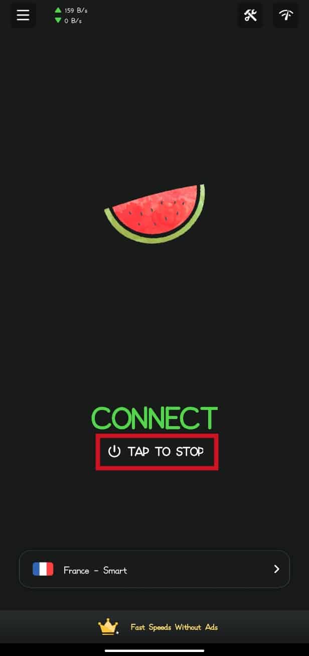 Tap to stop option