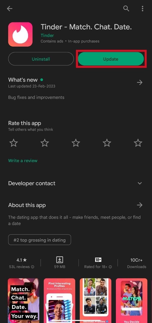 Tap on the Update button
