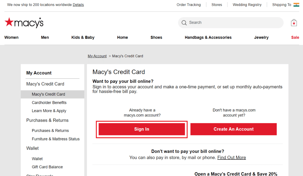Visit the Macy’s Credit Card Gateway page on your browser and Sign In to your account | cancel payment on Macy's