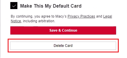 click on Delete Card