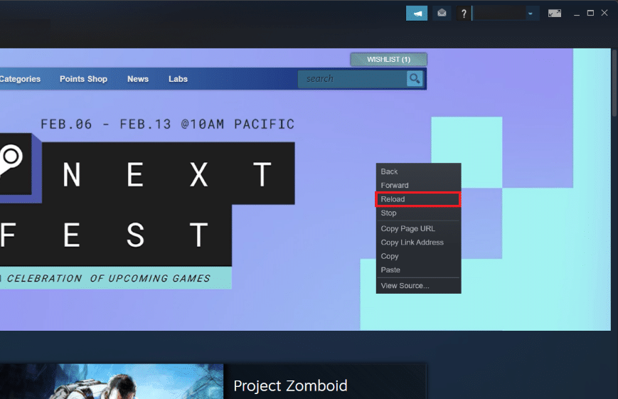 select the Reload option
