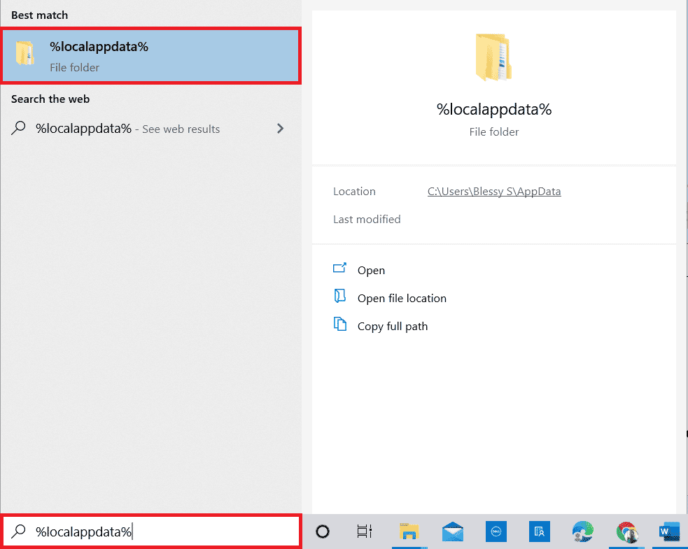 Open AppData Local folder