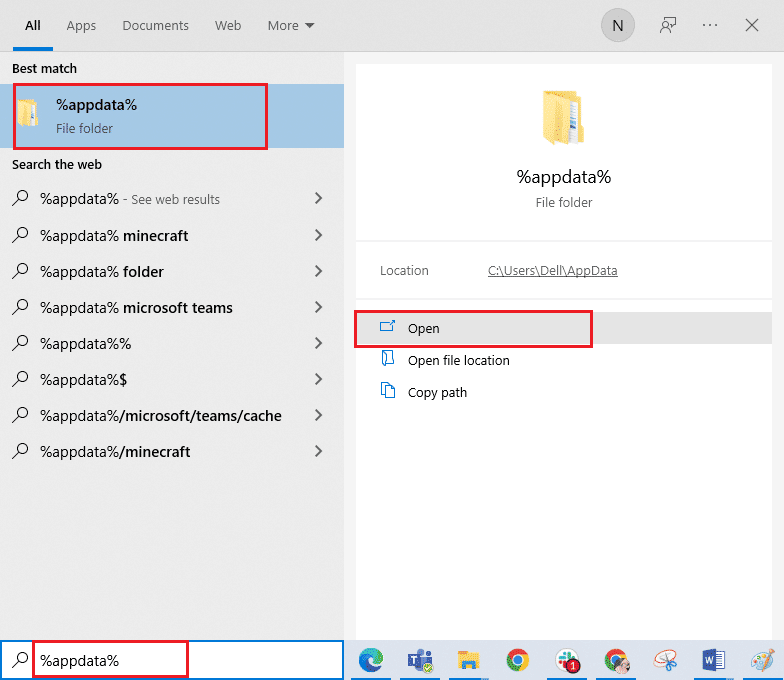 Open AppData Roaming folder