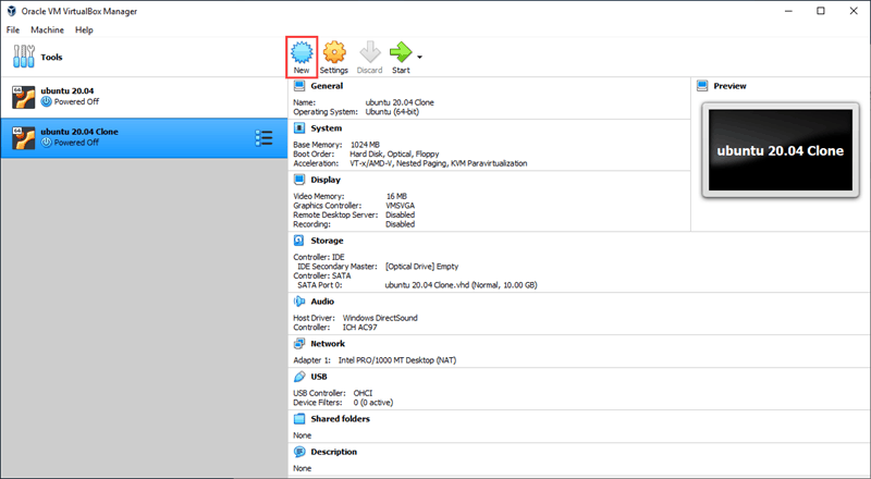 Creating a new Linux virtual machine in VirtualBox