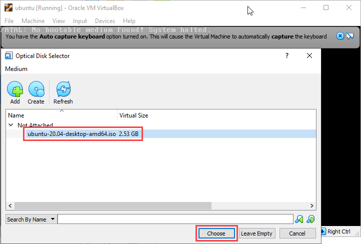 Choose the new image in the Disk Selector