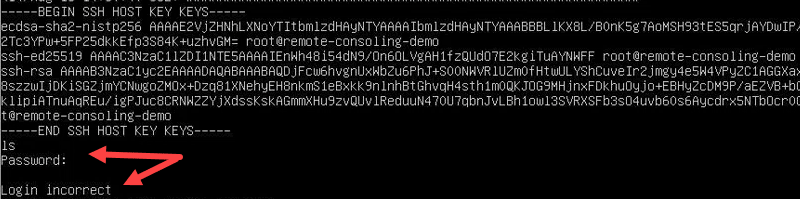 Remote console invalid user