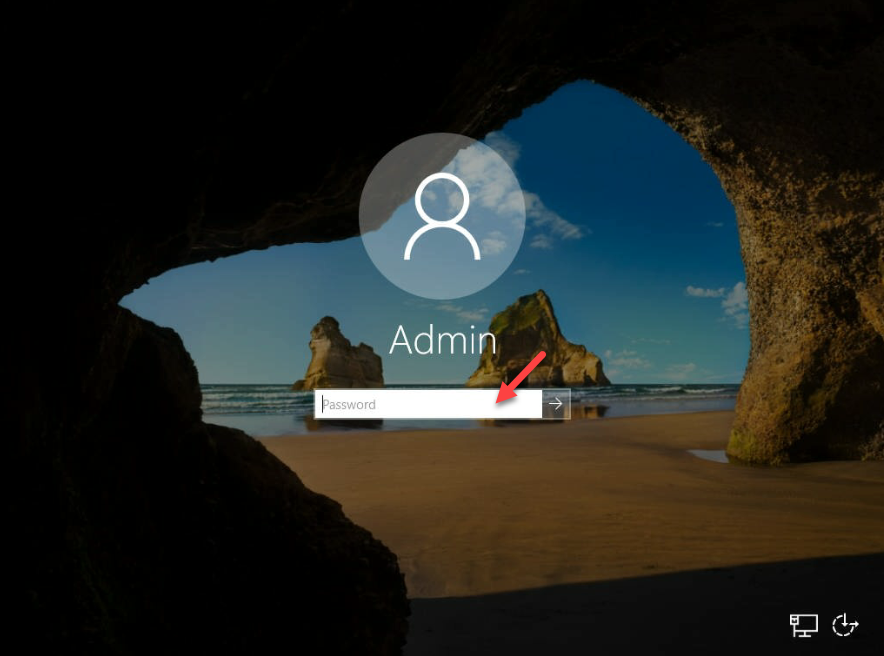 Windows console login screen