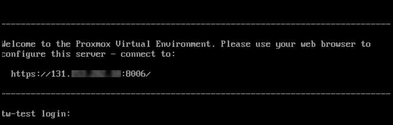 Connecting to the Proxmox server via the Console