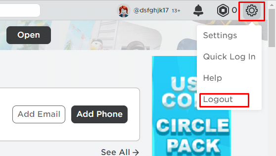 Click on Log out 