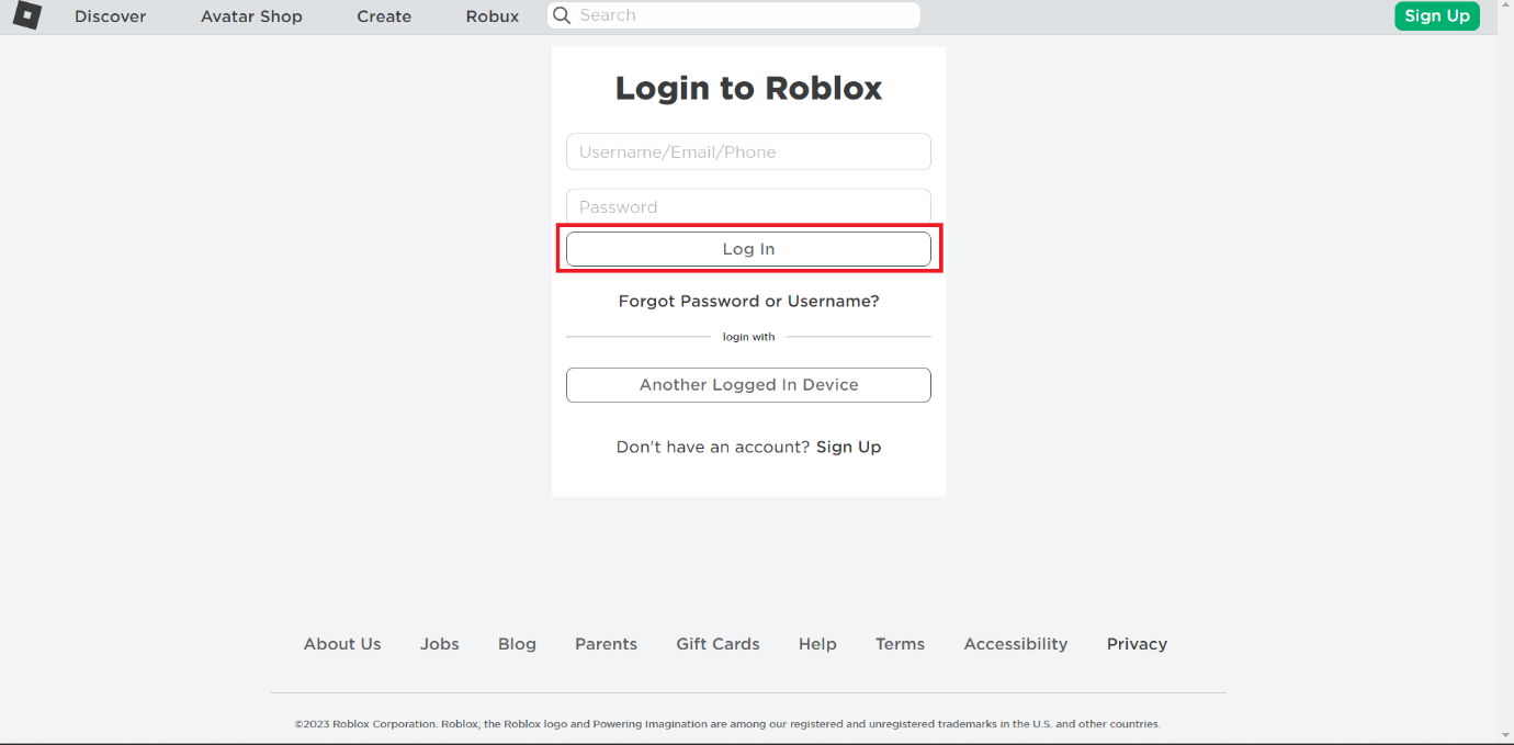 click on Log in