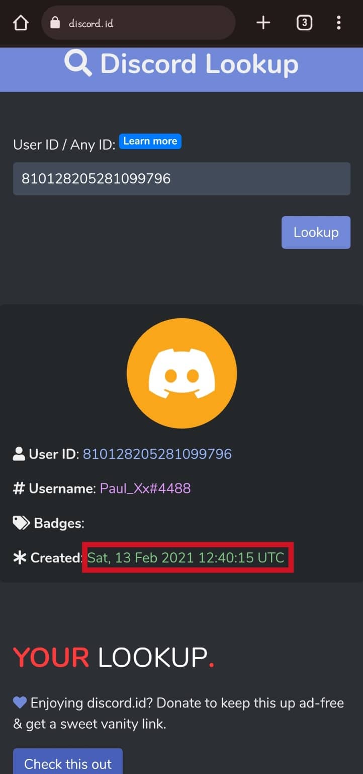 date details next to Created