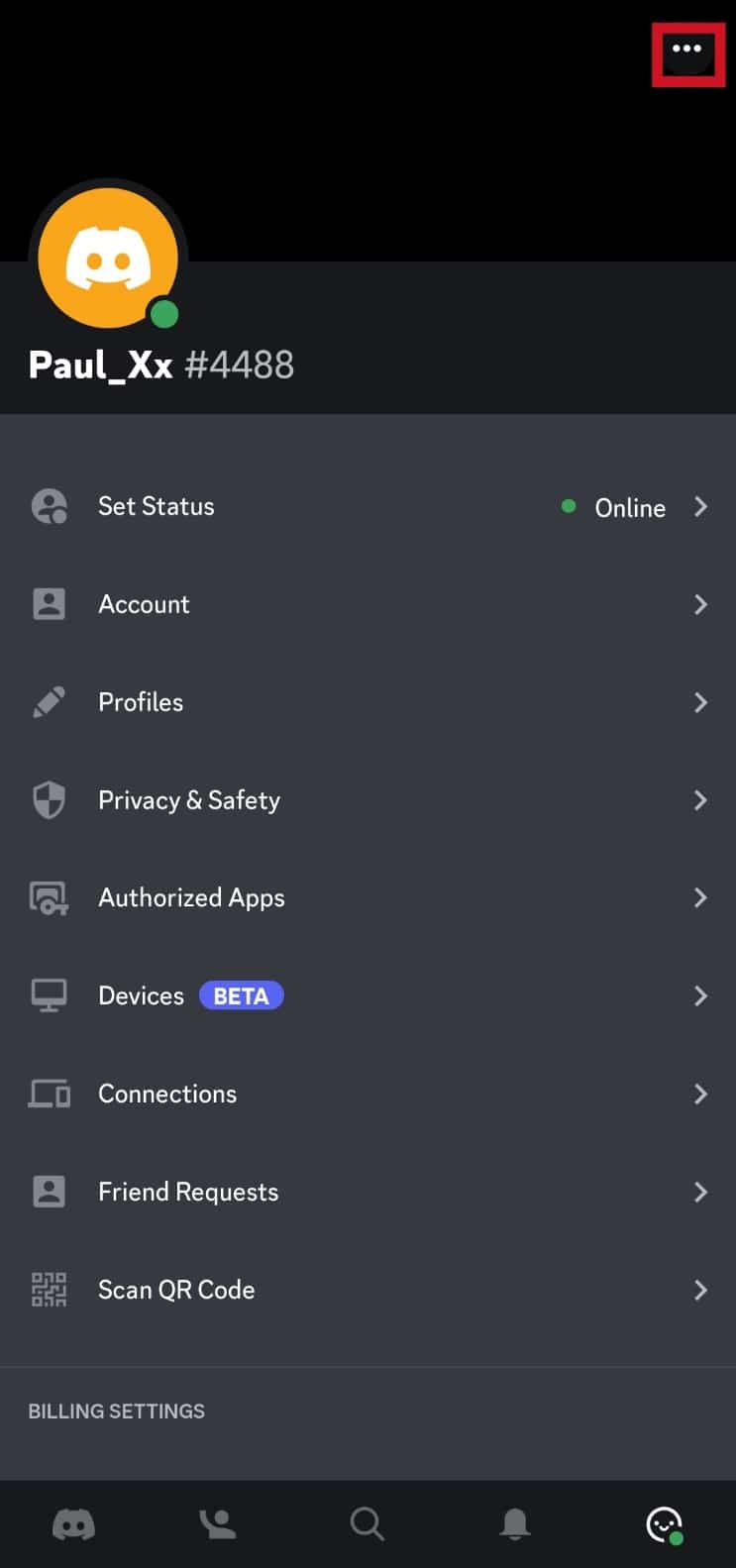 Tap on the three dots icon