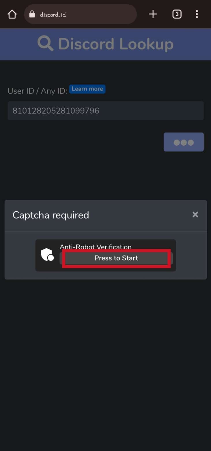 tap on the Press to Start option