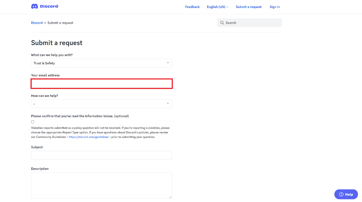 Type in the Email address under the Your email address section