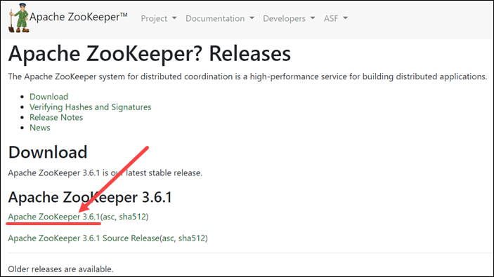Apache ZooKeeper download page.