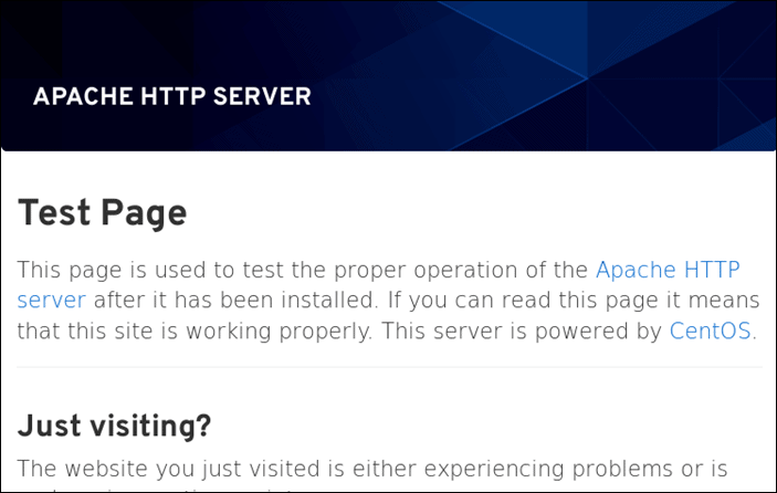 apache is running on centos 8