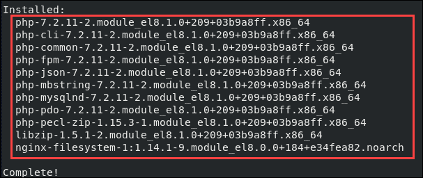 PHP installed on CentOS 8 as part of the lamp stack