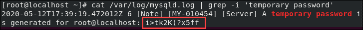 Prompt MySQL for temporary password to configure security.