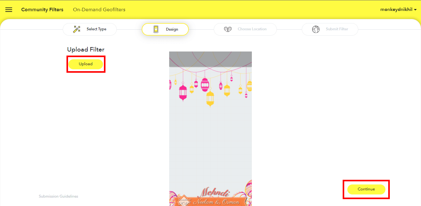 Upload your filter. How to Create Snapchat Filter for Free