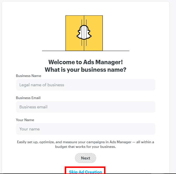 click on Skip Ad creation. Snapchat lens creator profile