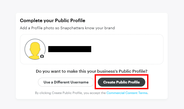 Click on Create Public Profile