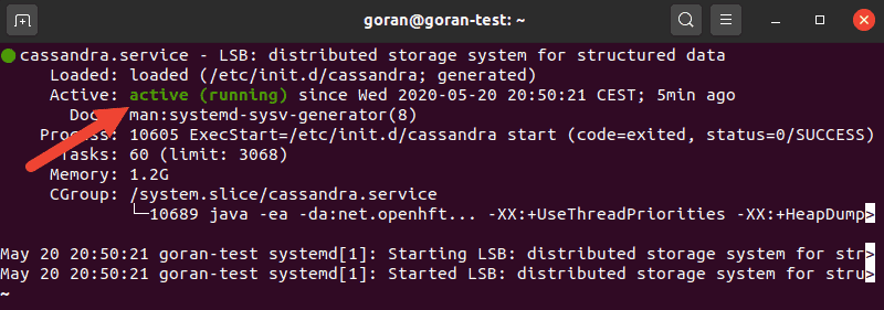Command for checking Cassandra status.