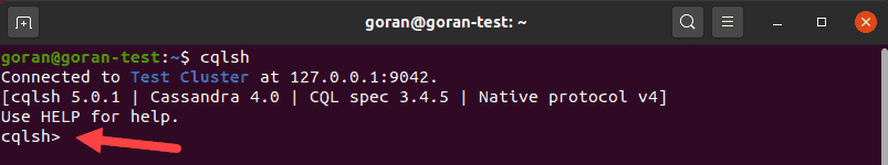 Launching cqlsh shell on Ubuntu.