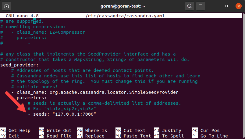 Adding IP Addresses of Cassandra Nodes
