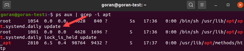 output showing applications using apt manager