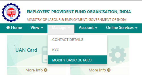 UAN Name Correction Online