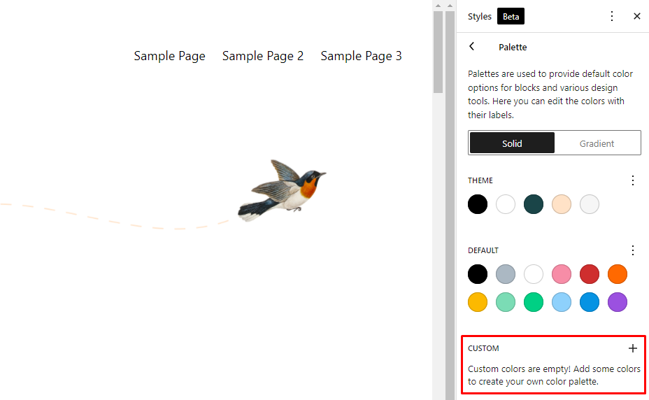 Adding custom color in global styles.