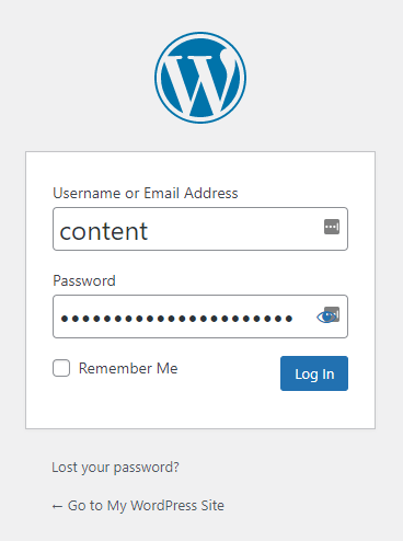 The WordPress login screen