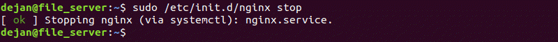Stop the Nginx service with the nginx stop command