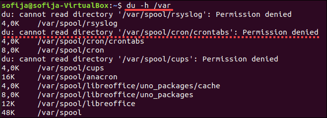 Display the size of a specific directory.