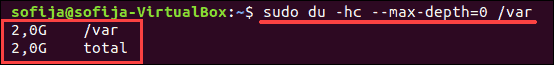 Find the size of the top directory